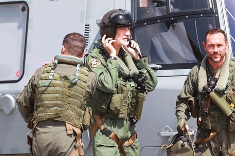 K&ouml;nig Felipe fliegt mit Marinehubschrauber